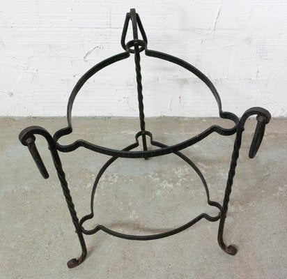 French Wrought Iron Side Table with 2 Removable Copper Trays, 1960s-RIU-901299