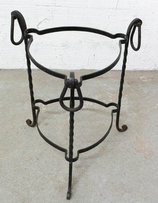 French Wrought Iron Side Table with 2 Removable Copper Trays, 1960s-RIU-901299