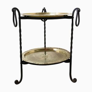 French Wrought Iron Side Table with Removable Copper Trays, 1960s-RIU-1425748