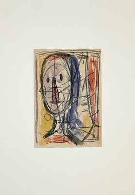 Frick Mueller, Portrait, Mixed Media on Paper, Late 20th Century-ZCI-874820