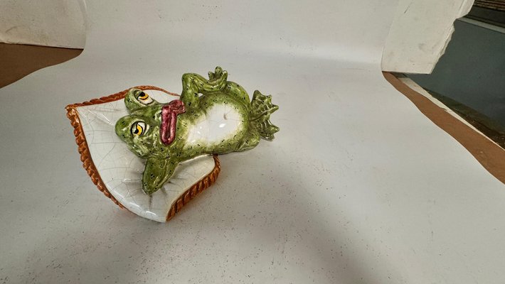 Frog Sculpture Figurine in Glazed Rerra Cotta from Ceccarelli, Italy, 1960s-UR-2039404