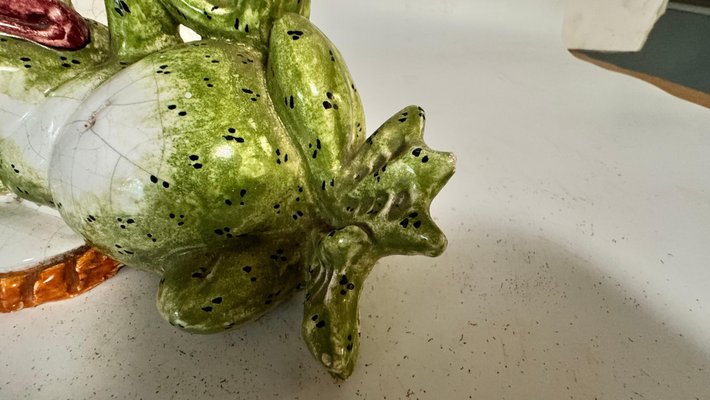 Frog Sculpture Figurine in Glazed Rerra Cotta from Ceccarelli, Italy, 1960s-UR-2039404