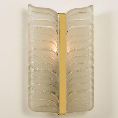 Frosted Glass and Brass Leaf Wall Sconce by J. T. Kalmar for Kalmar, 1960s-VDW-2016907