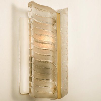 Frosted Glass and Brass Leaf Wall Sconce by J. T. Kalmar for Kalmar, 1960s-VDW-2016907