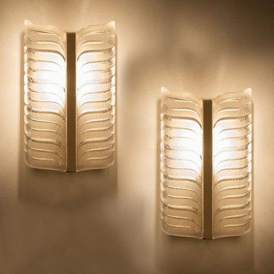 Frosted Glass and Brass Leaf Wall Sconce by J. T. Kalmar for Kalmar, 1960s-VDW-2016907