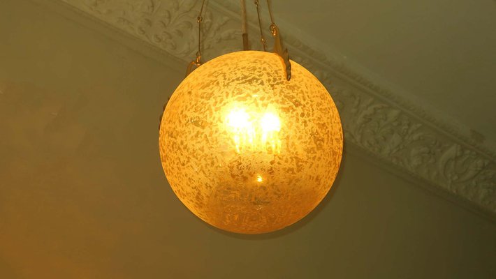 Frosted Glass and Brass Pendant Lamp from Doria Leuchten, 1970s-ED-1798999