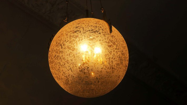 Frosted Glass and Brass Pendant Lamp from Doria Leuchten, 1970s-ED-1798999