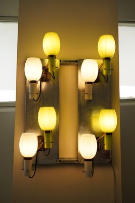 Frosted Glass & Brass Sconces from Stilnovo, 1960s, Set of 4-OT-750225