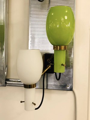 Frosted Glass & Brass Sconces from Stilnovo, 1960s, Set of 4-OT-750225