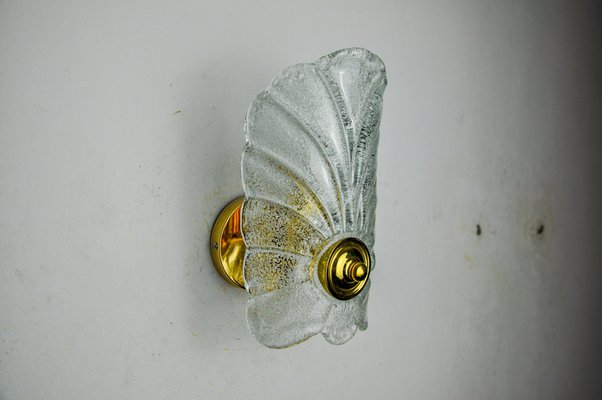 Frosted Leaf Wall Lamp, Murano Glass, Italy, 1970-EJE-1686657