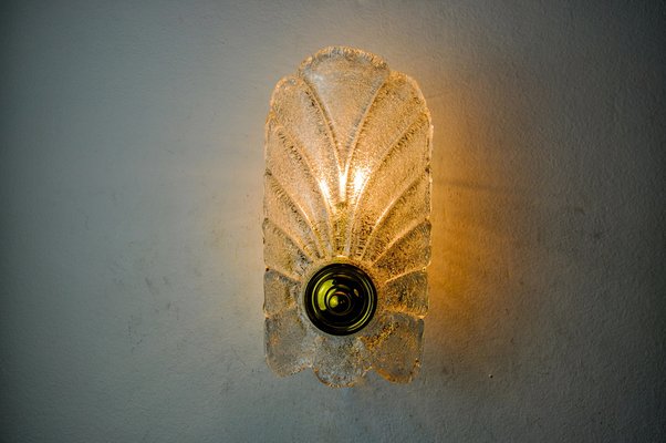 Frosted Leaf Wall Lamp, Murano Glass, Italy, 1970-EJE-1686657