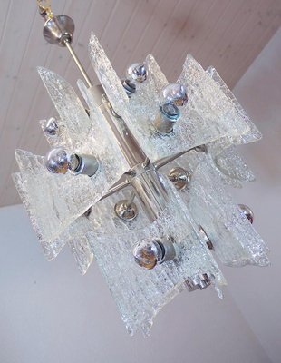 Frosted Murano Glass and Chrome Chandelier from Kaiser Leuchten, Germany, 1960-DEK-1122871