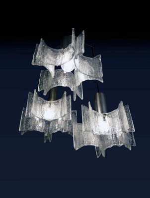 Frosted Murano Glass and Chrome Pendant Lamp from Kaiser Idell / Kaiser Leuchten, 1960s-DEK-549015