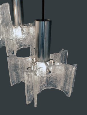 Frosted Murano Glass and Chrome Pendant Lamp from Kaiser Idell / Kaiser Leuchten, 1960s-DEK-549015