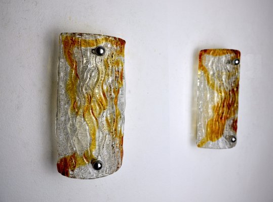 Frosted Murano Glass Sconces from Mazzega, Italy, 1960s, Set of 2-EJE-1373509