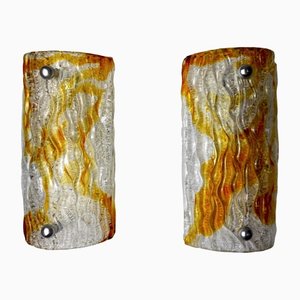 Frosted Murano Glass Sconces from Mazzega, Italy, 1960s, Set of 2-EJE-1373509