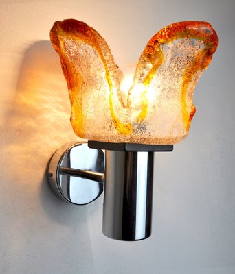 Frosted Murano Glass Wall Lamp from Mazzega, Italy, 1960s-EJE-1373518