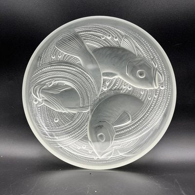 Frosted Pressed Glass Cup with Carp Fish Decoration by Pierre Davesn, 1930s-XOM-2036090