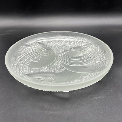 Frosted Pressed Glass Cup with Carp Fish Decoration by Pierre Davesn, 1930s-XOM-2036090