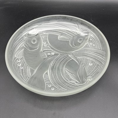 Frosted Pressed Glass Cup with Carp Fish Decoration by Pierre Davesn, 1930s-XOM-2036090