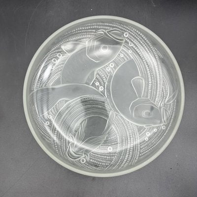 Frosted Pressed Glass Cup with Carp Fish Decoration by Pierre Davesn, 1930s-XOM-2036090