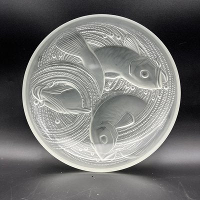 Frosted Pressed Glass Cup with Carp Fish Decoration by Pierre Davesn, 1930s-XOM-2036090