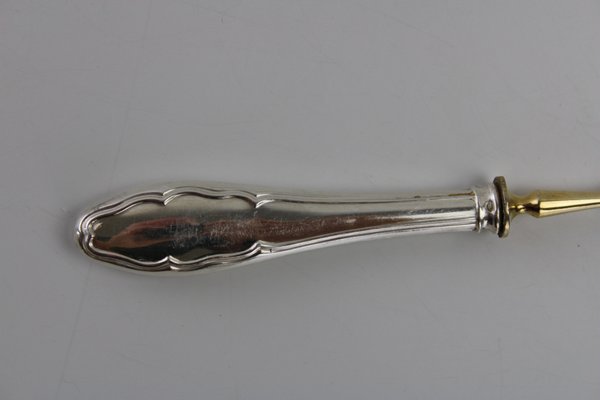 Fruit Cutlery with 800 Silver Handle & Gilded Stainless Steel Blade, 1900s, Set of 12-ZWH-1385434