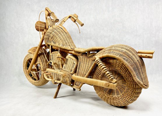 Full Size Wicker & Bamboo Harley Davidson Motorcycle attributed to Tom Dixon for Habitat, 1980s-ZCY-1768976