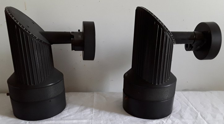 Fully Adjustable Gallery Spotlights in Black Lacquered Metal & Black Plastic from Erco, 1970s, Set of 2-HOI-1293318