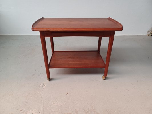 Fully Restored Danish Teak Bar Cart with Integrated Tray, 1960s-VVO-2010894