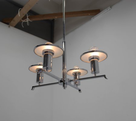 Functionalist Chrome Chandelier, 1930s-TZ-1436886