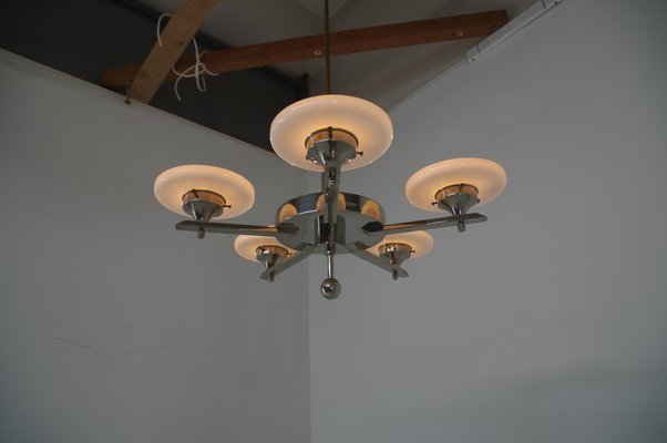 Functionalist Chrome-Plated Chandelier, 1930s-TZ-740823