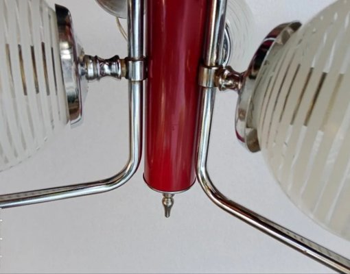 Funky Ceiling Lamp with Red Lacquered Metal Stem-LLP-1334959