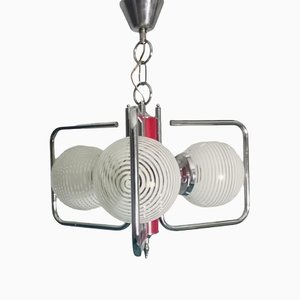 Funky Ceiling Lamp with Red Lacquered Metal Stem-LLP-1334959