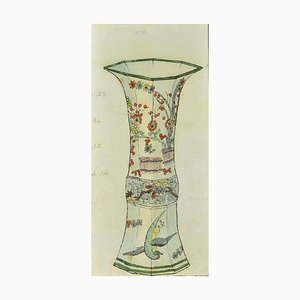 Gabriel Fourmaintraux, Chinese Vase with Nightingale, Mixed Media, 1940-ZCI-808330