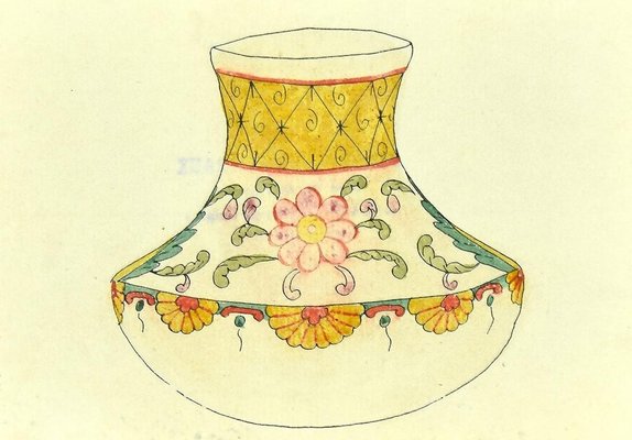 Gabriel Fourmaintraux, Decorated Vase, Original Mixed Media on Paper, Early 1900-ZCI-808414