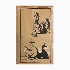 Gabriele Galantara, Figures, China Ink, Early 20th Century-ZCI-871052