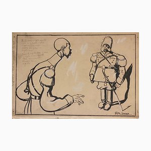 Gabriele Galantara, Soldiers, China Ink, 1910s-ZCI-871050