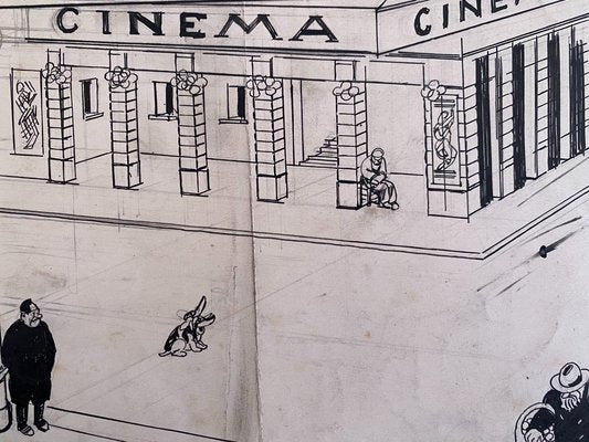 Gabriele Galantara, The Cinema, China Ink, Early 20th Century-ZCI-871707