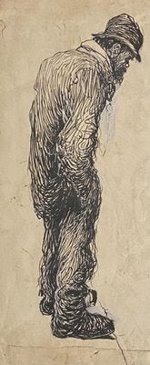 Gabriele Galantara, The Lonely Man, China Ink, 1910s-ZCI-871049