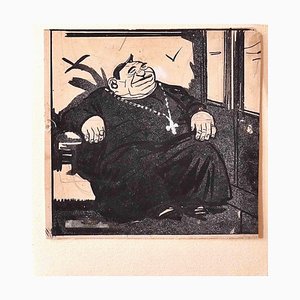 Gabriele Galantara, The Priest, Ink Drawing, 1910s-ZCI-1770294