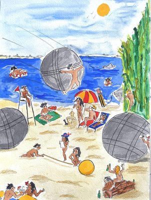 Gabrielle Rul, La Pétanque, 2023, Watercolor-ZHZ-1754050