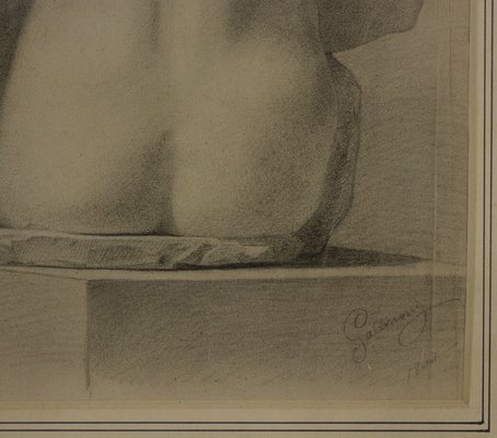 Gallinoni, Nudo, Pencil and Charcoal on Paper, Framed-VHF-1078417