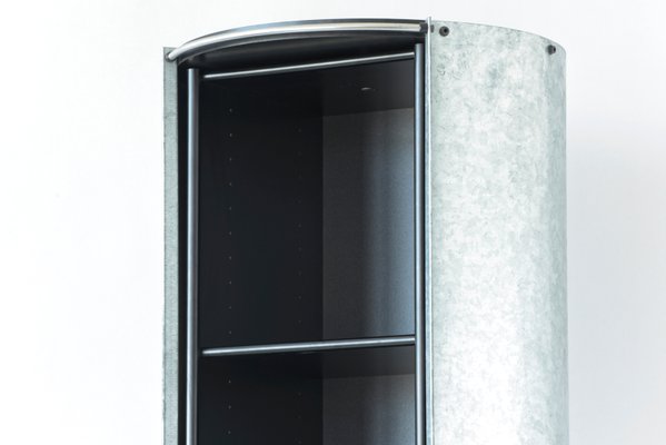 Galvanized Pillar Cabinet with Revolving Front, Italy, 1980s-LOB-947391