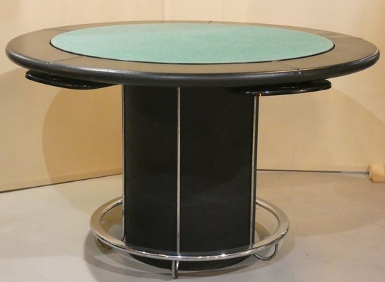 Game Table in Leather and Steel, Italy, 1970s-ERB-1756393