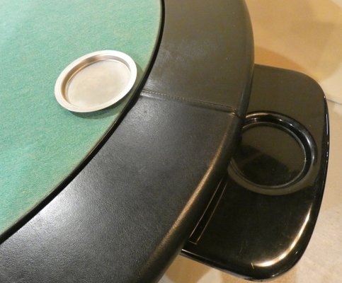 Game Table in Leather and Steel, Italy, 1970s-ERB-1756393