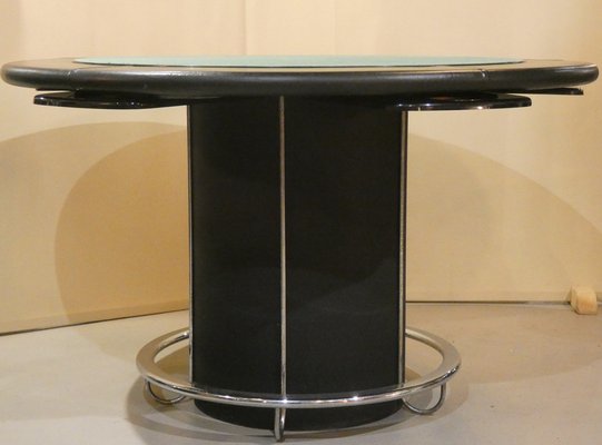 Game Table in Leather and Steel, Italy, 1970s-ERB-1756393