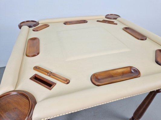 Game Table in Walnut and Leather from Valenti Spain, 1990s-AXJ-1813790