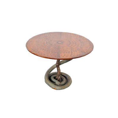 Game Table with Plaster Sculpture of a Python with Bronze Scales-JQO-901002