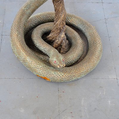 Game Table with Plaster Sculpture of a Python with Bronze Scales-JQO-901002